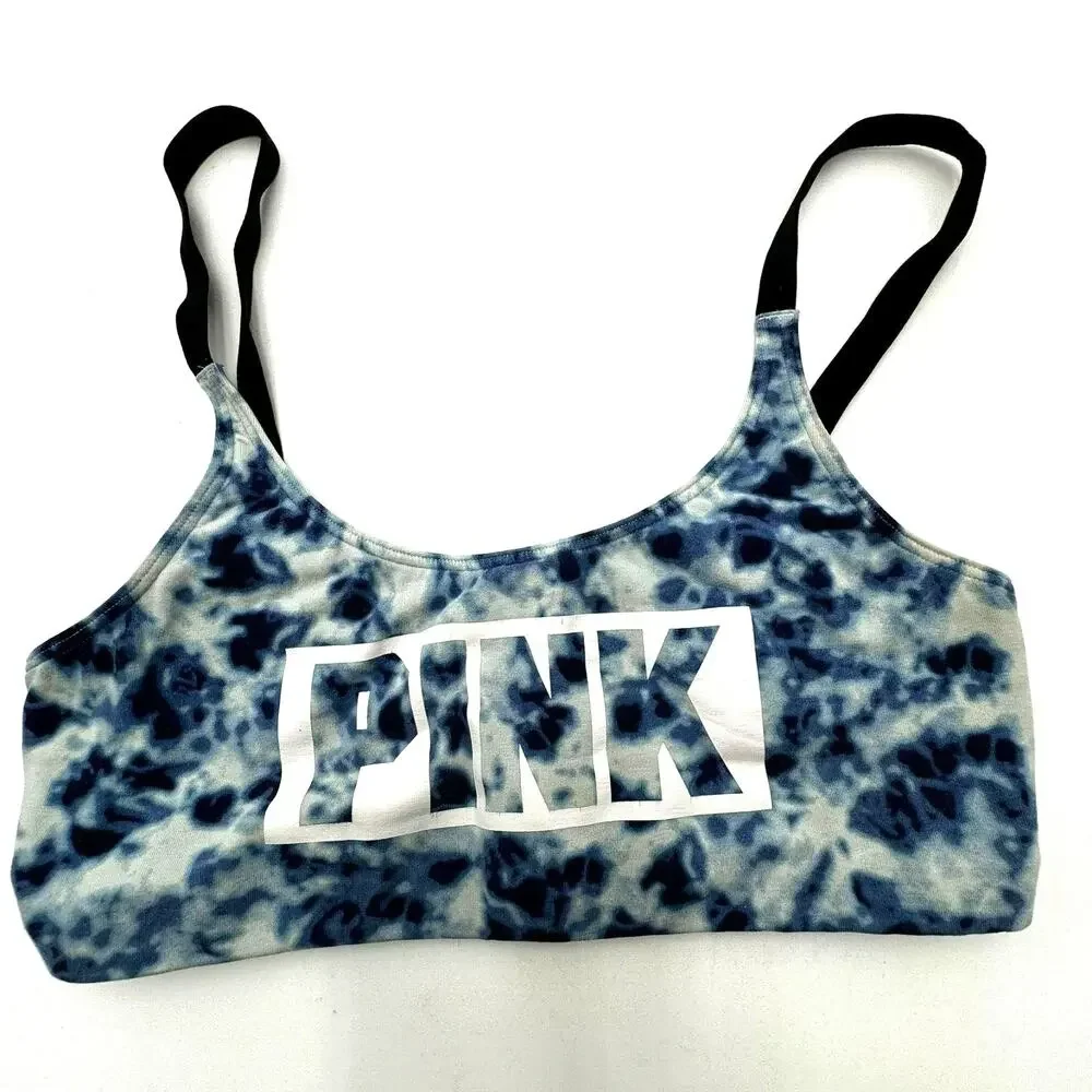 VICTORIA'S SECRET PINK | Small Blue Tie Dye Sports Bra Athletic Top Strappy Back